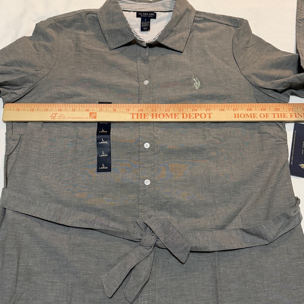 U.S. Polo Assn. Gray Button Down Shirt Long-sleeved dress L NWT - Picture 6 of 7
